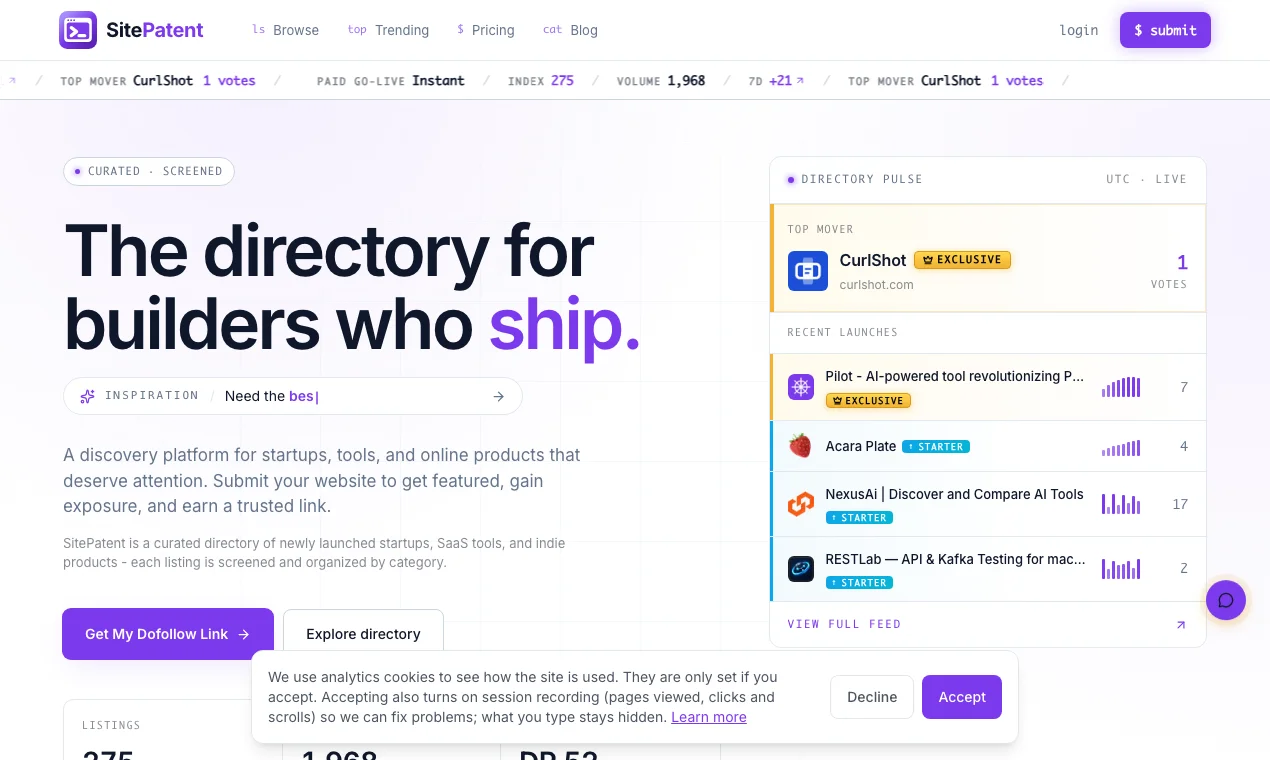 SitePatent screenshot 1
